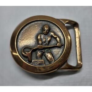 Tech Ether Guild Foundry Metal Worker 1978 Vintage Belt Buckle Brass 2.75 Inch